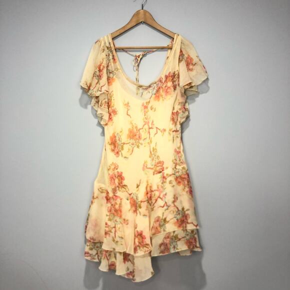 Free People Love To Love Floral Mini Dress Ivory Size L - Picture 3 of 7
